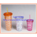250ml plastic straw cup with straw